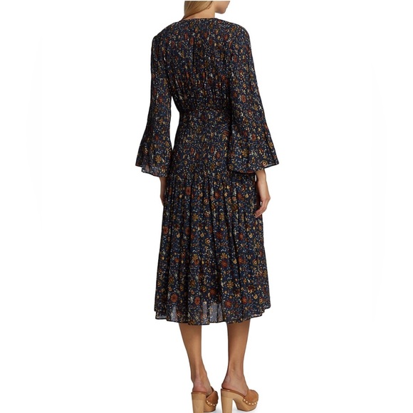 NEW Veronica Beard Shireen Pleated Floral Midi-Dress - Picture 6 of 17